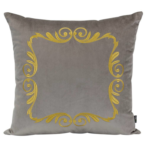 Almofada Bordada Geométrica Marrom 50x50 Veludo Com Enchimento