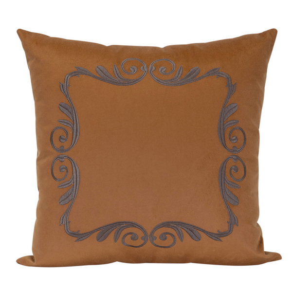 Almofada Bordada Geométrica Terracota 50x50 Veludo Com Enchim