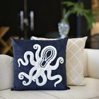 Almofada Bordada Náutica Polvo Azul Marinho 50x50 Veludo Com