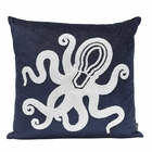 Almofada Bordada Náutica Polvo Azul Marinho 50x50 Veludo Com