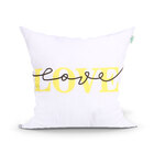 Almofada Branca / Amarela Love Frase Decorativa 45cm X 45cm C