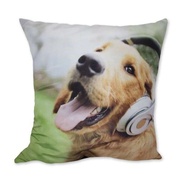 Almofada Cachorro Com Fone Marrom 42x42cm Uniart