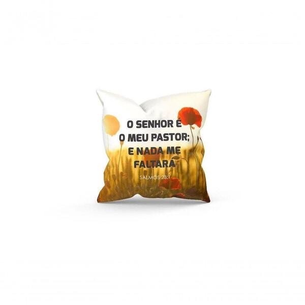 Almofada Cheia C/ Zíper 25x25 O Senhor É Meu Pastor