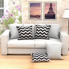 Almofada Chevron Preta Grande Decorativas 60cm X 60cm 6 Unida