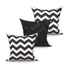 Almofada Chevron Preta Grande Kit 3 Unidades 60cm X 60cm Teci