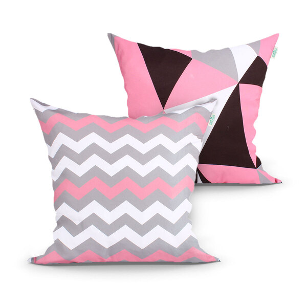 Almofada Chevron Rosa Para Quarto 2 Unidades 45cm X 45cm Com