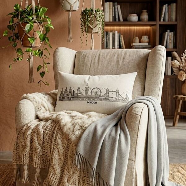 Almofada City Retangular Estampada 30x50cm Londres - Somente