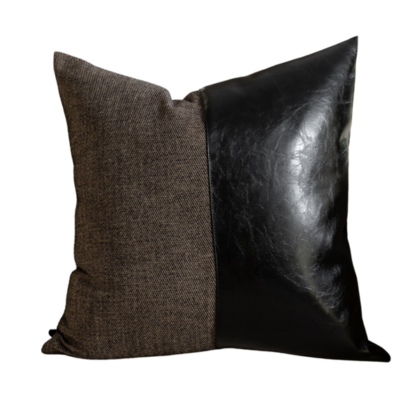 Almofada Coleção Brunello Couro E Linhão Preto Tipo:completa
