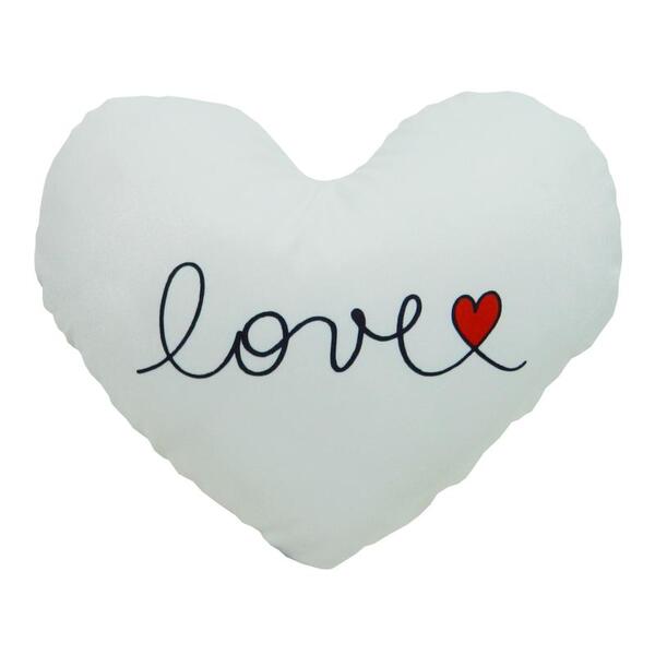 Almofada Coração Frases Love Branca 45cm X 30cm