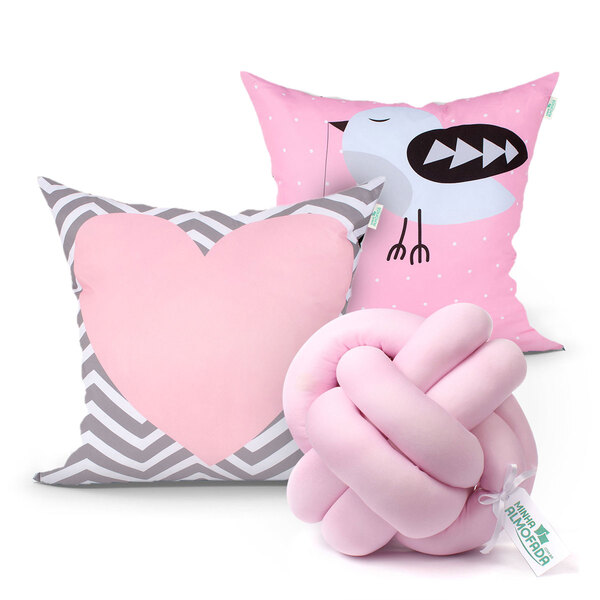 Almofada De Coração Estampada Rosa Para Cama 2 Unidades 45cm