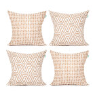 Almofada De Linho Cáqui Geométrica 45cm X 45cm Com Enchimento