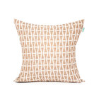 Almofada De Linho Cáqui Geométrica 45cm X 45cm Com Enchimento