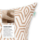 Almofada De Linho Cáqui Geométrica 45cm X 45cm Com Enchimento