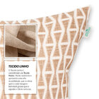 Almofada De Linho Cáqui Geométrica 45cm X 45cm Com Enchimento