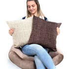 Almofada De Linho Cáqui Lisa 45cm X 45cm Com Enchimento De Si