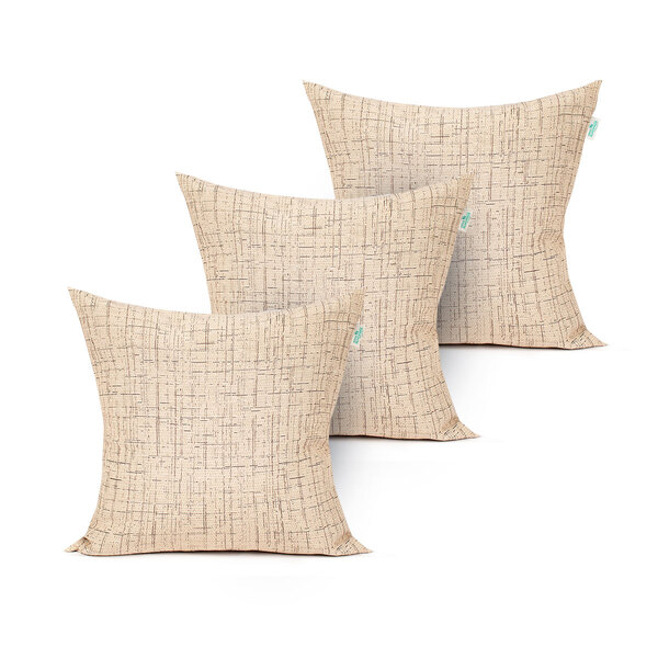 Almofada De Linho Cáqui Lisa 45cm X 45cm Com Enchimento De Si