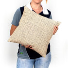 Almofada De Linho Cáqui Lisa 45cm X 45cm Com Enchimento De Si