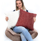 Almofada De Linho Palha Lisa 45cm X 45cm Com Enchimento De Si