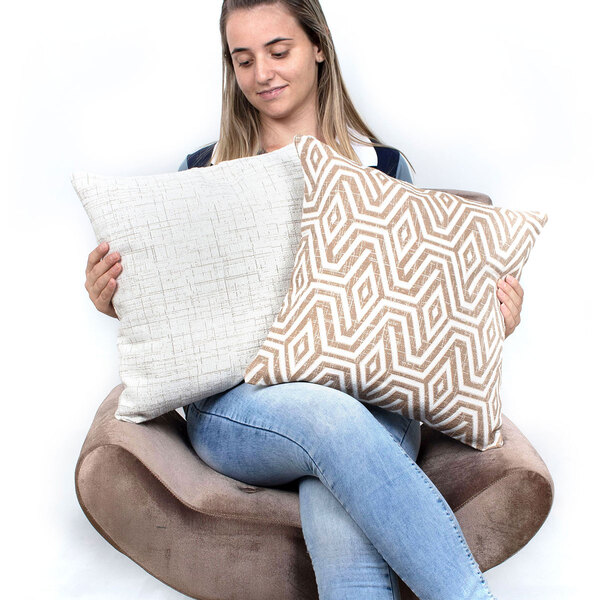 Almofada De Linho Palha Lisa 45cm X 45cm Com Enchimento De Si