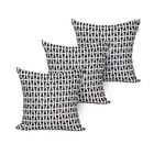 Almofada De Linho Preta Geométrica 45cm X 45cm Com Enchimento