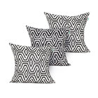 Almofada De Linho Preta Geométrica 45cm X 45cm Com Enchimento