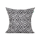 Almofada De Linho Preta Geométrica 45cm X 45cm Com Enchimento