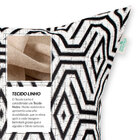 Almofada De Linho Preta Geométrica 45cm X 45cm Com Enchimento