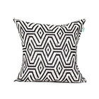 Almofada De Linho Preta Geométrica 45cm X 45cm Com Enchimento