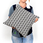 Almofada De Linho Preta Geométrica 45cm X 45cm Com Enchimento