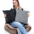 Almofada De Linho Preta Lisa 45cm X 45cm Com Enchimento De Si