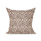 Almofada De Linho Tabaco Geométrica 45cm X 45cm Com Enchiment