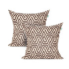 Almofada De Linho Tabaco Geométrica 45cm X 45cm Com Enchiment