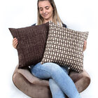 Almofada De Linho Tabaco Lisa 45cm X 45cm Com Enchimento De S