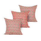 Almofada De Linho Vermelha Geométrica 45cm X 45cm Com Enchime