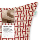 Almofada De Linho Vermelha Geométrica 45cm X 45cm Com Enchime