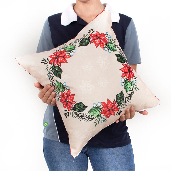 Almofada De Natal De Suede 40cm X 40cm Estampada Guirlanda Co