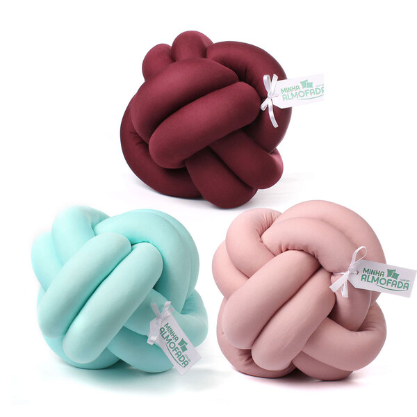 Almofada De Nó Escandinadvo Marsala, Rosê E Verde Água 3 Unid
