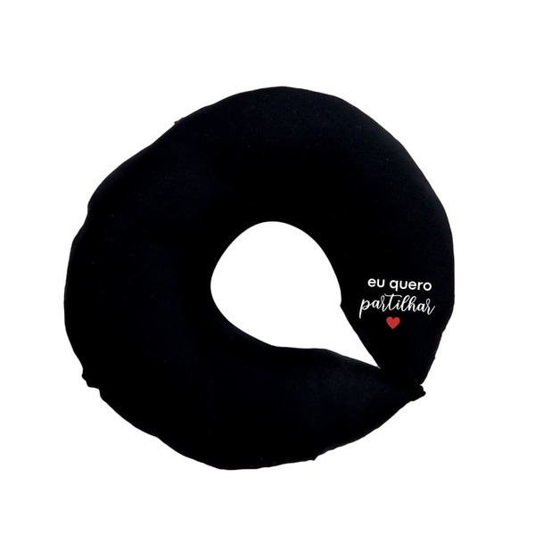 Almofada De Pescoço Para Viagem Preta Eu Quero Partilhar Preto