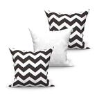 Almofada De Sala Grande Preta Chevron Kit 3 Unidades 60cm X 6
