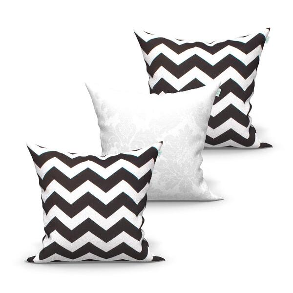 Almofada De Sala Grande Preta Chevron Kit 3 Unidades 60cm X 6