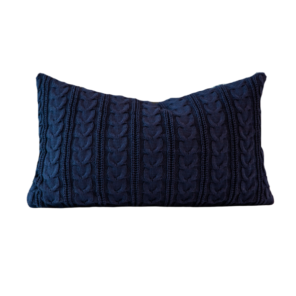 Almofada De Tricot Azul Marinho Retangular Tipo:completa