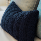 Almofada De Tricot Azul Marinho Retangular Tipo:completa