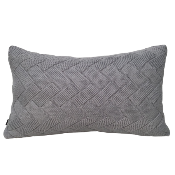 Almofada De Tricot Geométrico Cinza Claro Retangular Tipo:com