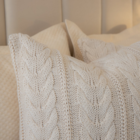 Almofada De Tricot Trança Larga Offwhite Quadrada Tipo:comple