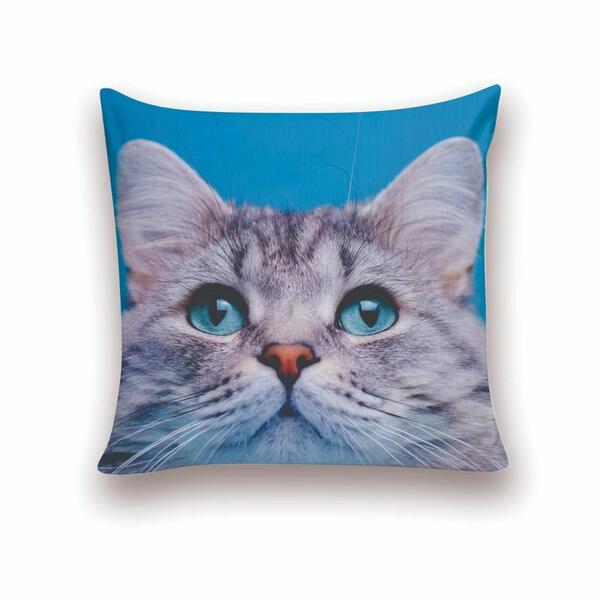 Almofada Decorativa 40x40 Personalizado Cheias Gato Olho Azul