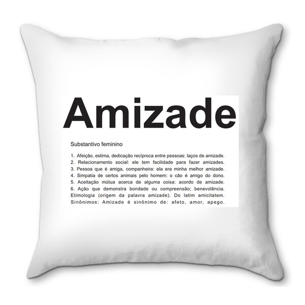 Almofada Decorativa Amizade Dicionário Cor Branca Poliéster