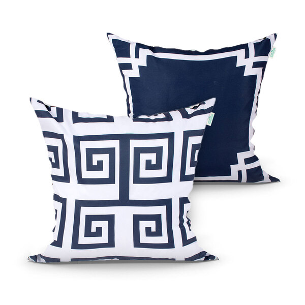 Almofada Decorativa Azul Geométrica Estampada Para Quarto Ou