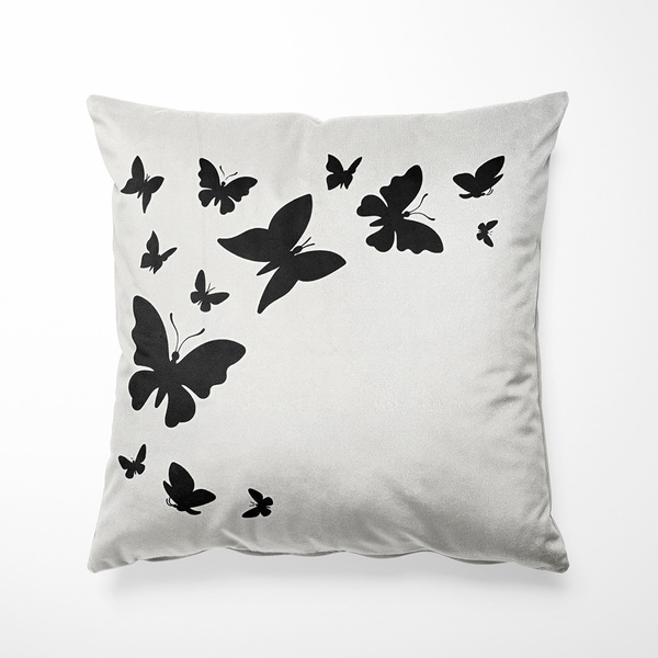 Almofada Decorativa Borboletas Preta 40x40cm Serigrafada - So