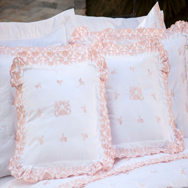 Almofada Decorativa Bordada 600 Fios Rivieri Branco Vilela En