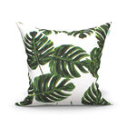 Almofada Decorativa Branco Folhas Verde 45cm X 45cm Com Refil